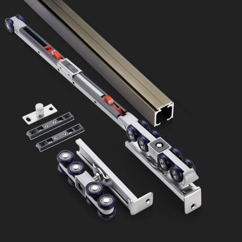 Sliding Barn Door Hardware Kit 260Cm Champagne Aluminum, Soft Close Quiet Rollers Heavy Duty Track 9092120340433