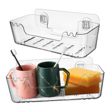 2Pcs Bathroom Wall Shelves Clear Floating Acrylic Design SpaceSaving Modern Organizer for Towels and Toilet Paper