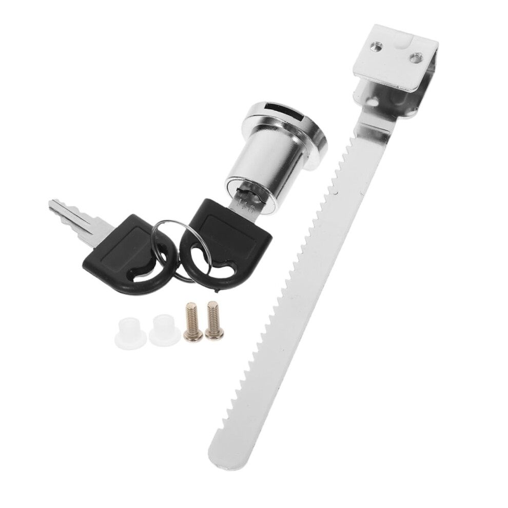 Sliding Glass Door Lock With Keys, Durable Chrome Finish Secure Ratchet Lock For Rv Showcase Cabinet 9092120340648
