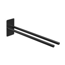 No Drill Double Arm Bathroom Towel Rack Black Matte Stainless Steel Towel Rail 38.3cm Wall Mounted