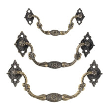 2Pcs Antique Zinc Alloy Cabinet Handles Vintage Arch Drawer Pulls for Dresser Chest Box Black