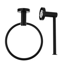 2pcs Bathroom Accessories Set Stainless Steel Towel Ring and Toilet Paper Holder Wall Mounted Space Saving Design
