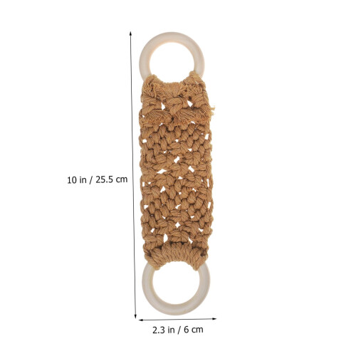 3pcs Macrame Towel Holder Set Handwoven Boho Towel Ring for Bathroom or Kitchen Wall Mount 1