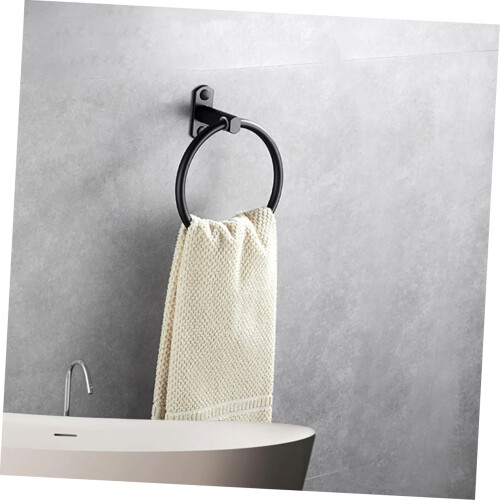 2pcs Aluminum Towel Ring and Hook Set for Bathroom and Kitchen, NoDrill Install, SpaceSaving Design 1