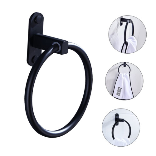 2pcs Aluminum Towel Ring and Hook Set for Bathroom and Kitchen, NoDrill Install, SpaceSaving Design 2