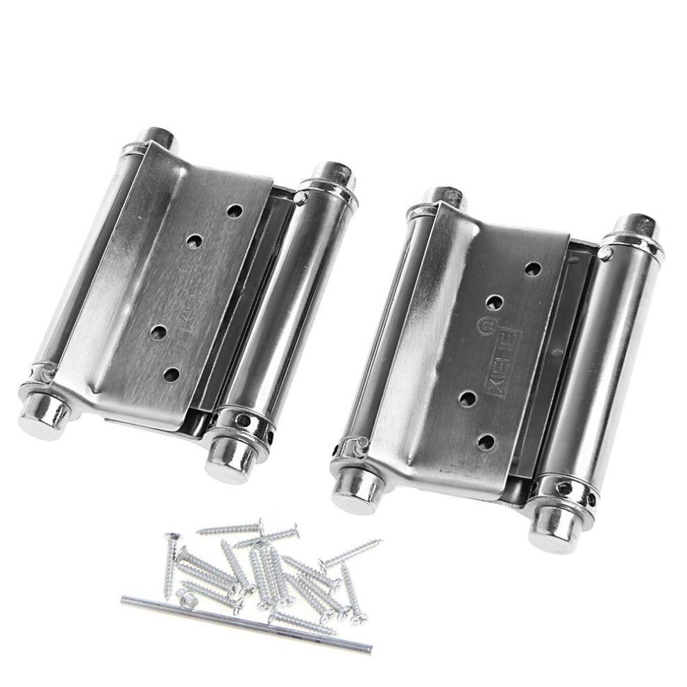 2Pcs 3 Inch Stainless Steel Spring Hinge, Heavy Duty Double Action SelfâClosing Door Hinges 9771547715436
