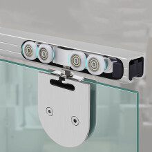 Glass Door Sliding Track Kit Silver 140cm Heavy Duty Frameless Hardware Set for Bathroom and Garage
