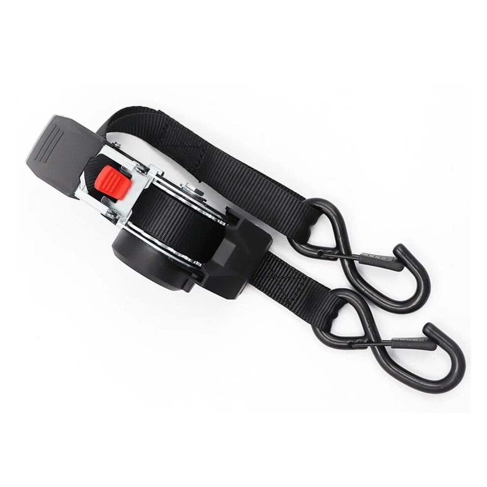 Heavy Duty Retractable Ratchet Tie Down Strap 6Ft X 2In Black For Truck Trailer Motorcycle Cargo 9351714651127