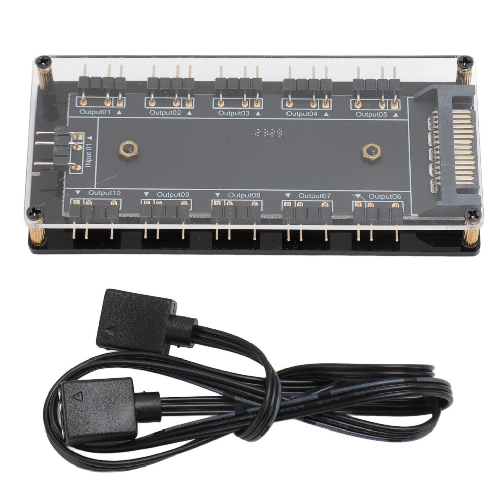 10 Port Argb Hub 5V 3Pin Rgb Splitter For Pc, Multidevice Lighting Sync, Durable Acrylic Shell 9330225182955