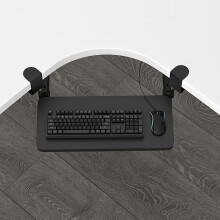 Under Desk Keyboard Tray 55cm Black, NoDrill Clamp Mount, Ergonomic Slide Design with Rotating Mouse Pad