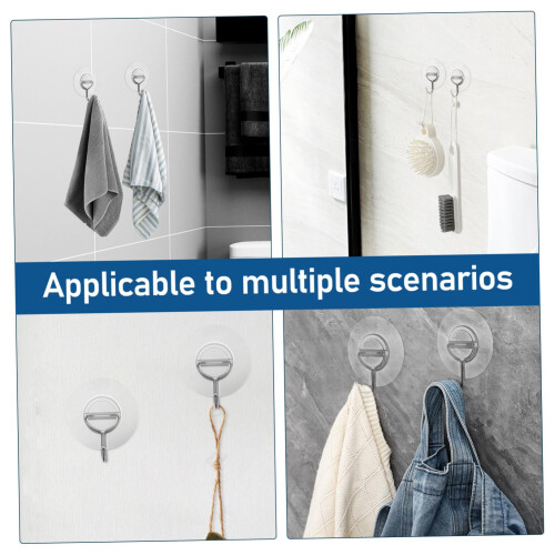 10pcs Clear Adhesive Wall Hooks Damage  Hanging Hooks No Drill Secure Hold for Bathroom Kitchen 2