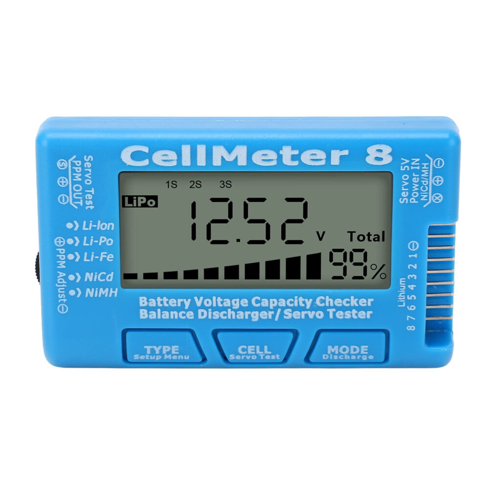 Digital Battery Capacity Checker For Lipo And Nimh, Balancer Discharger With Servo Tester, Blue 9330225183020
