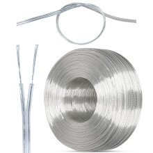 UL2468 Transparent Dual Parallel Tinned Copper Wire 28AWG 300V Clear Polarity PVC for LED Strip Lights 30FT
