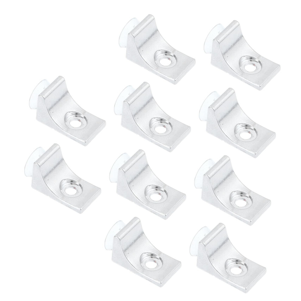 10Pcs Zinc Alloy Right Angle Glass Shelf Bracket With Suction Cup, Heavy Duty Corner Support For Cabinets And Furniture 9092120341614