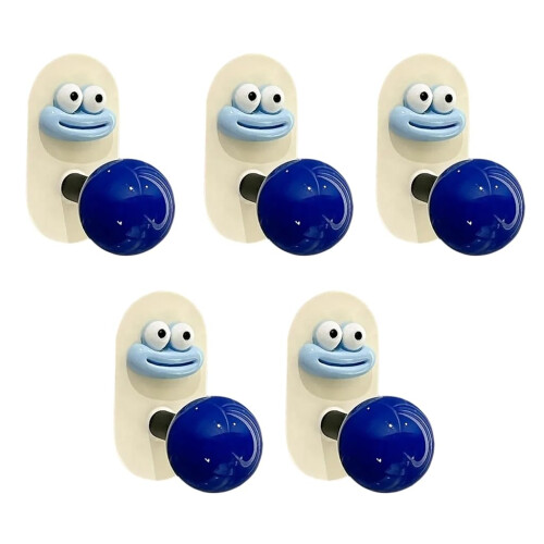 5pcs Blue Bathroom Wall Hooks Set Rust Resistant Towel Hooks Waterproof Strong Load Capacity