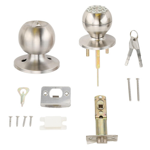 Keypad Door Knob Lock with Key, Anti Peep Function, Multiuser Access, Easy Installation, Silver