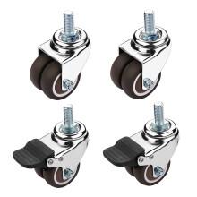 Heavy Duty Swivel Casters 40mm Rubber Wheels with Brake, Lockable M12 Screw Mount Set for Trolley 4pcs