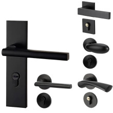 Black Aluminum Interior Door Handle with Noise Reduction Lock, Modern Minimalist Rust‑ Design