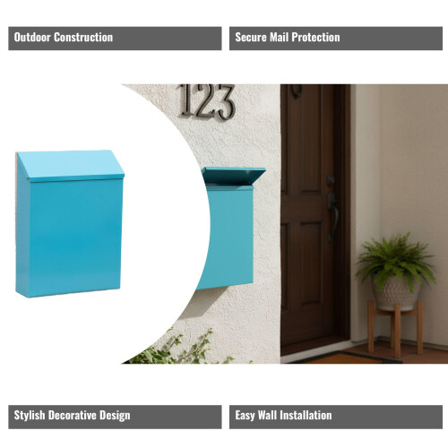 Wall Mounted Mailbox with Secure Locking System, Durable Metal Body, Retro Decorative Style for Home 2