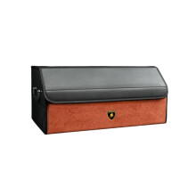 Leather Foldable Car Trunk Organizer with Lid, Large Waterproof Storage Bin for SUV Sedan LD