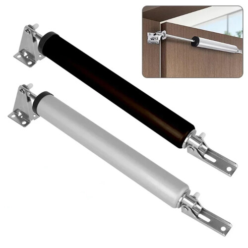 Automatic Door Closer with Soft Close and 90 Stop, Adjustable Hydraulic Silver 2PCS