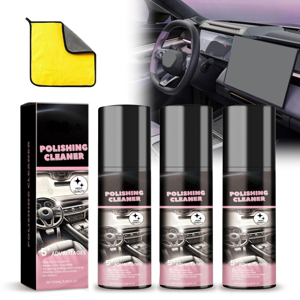 Car Interior Cleaner 100Ml 3Pcs, Deep Cleaning Spray For Leather And Rubber, Anti Static Low Gloss Shine 9771547717102