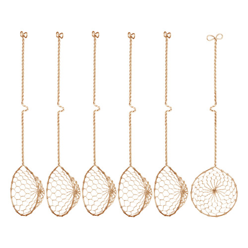 Pack of 6 Efficient Meshes Scoops with Hook Nonslip-brass
