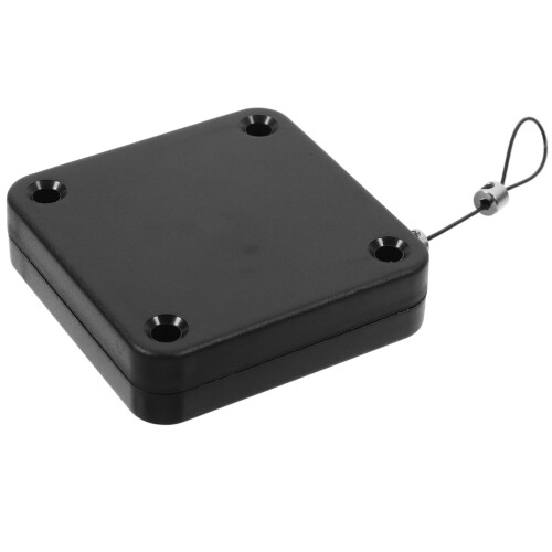 Automatic Door Closer with Retractable Cable, Silent No Drill Adhesive Mount for Interior Security, Black