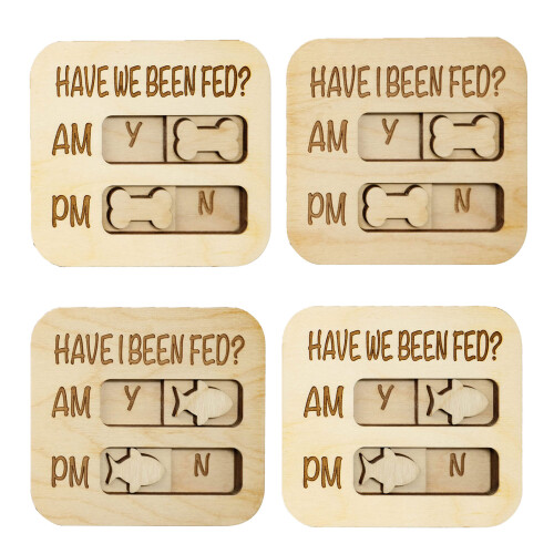 Wooden Feeding Schedule Reminder For Pet Bone Shaped Designs-N4 1