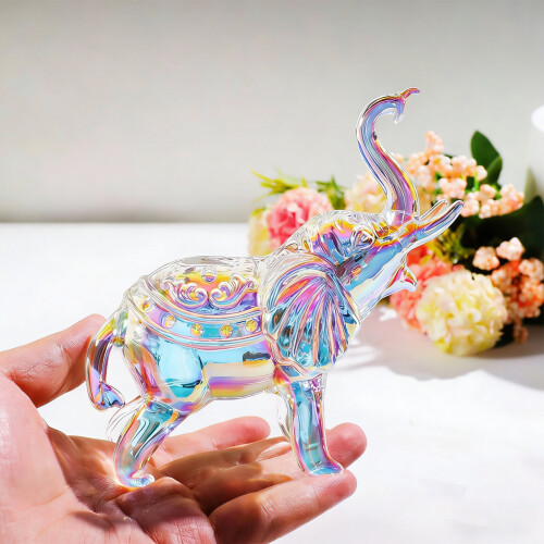 Crystal Elephant Figurines Handmade Glass Elephant Statue-Green 2