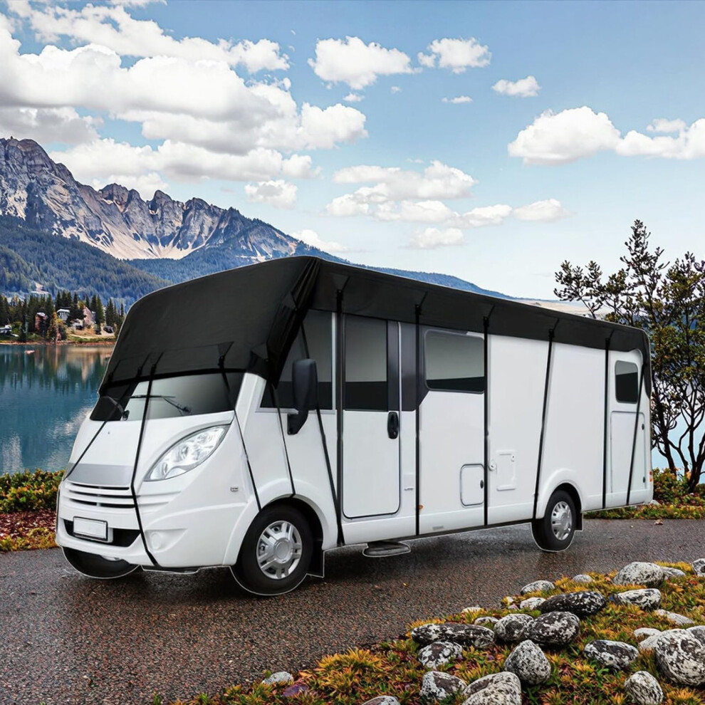 Waterproof Rv Roof Cover 210D Oxford Tarpaulin Black Allseason Uv Resistant Camper Roof Protection 9330225184386