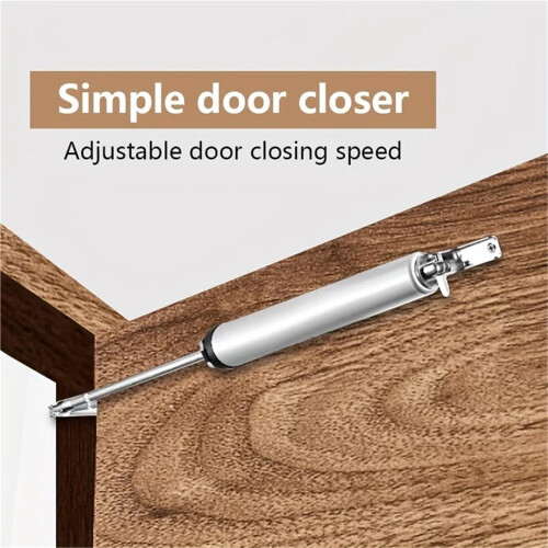Universal Screen Door Closer with Hold Open, Smooth Closing Motion, Low Profile Silver Finish 1