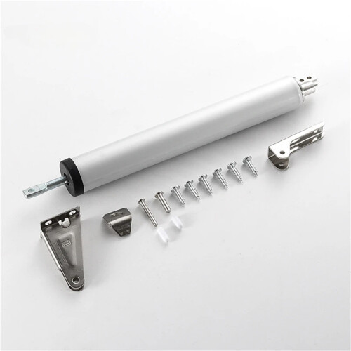 Universal Screen Door Closer with Hold Open, Smooth Closing Motion, Low Profile Silver Finish