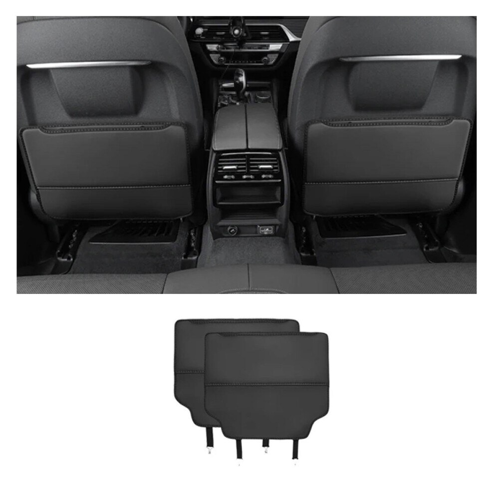 Leather Car Kick Mats For Hyundai Ix35 20102017, Waterproof Seat Back Protectors With Storage Pockets, 2Pcs Black 9771547717409