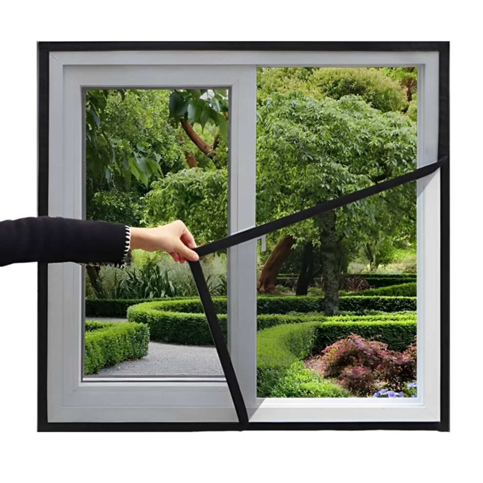 Magnetic Window Screen 160X200cm Black Polyester Mesh For Windows, Insectblocking Ventilation 9330225184461