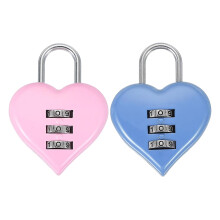 2 Pcs Heart Shaped Combination Padlock Set, 3 Digit Mini Luggage Lock for Travel, Pink and Blue