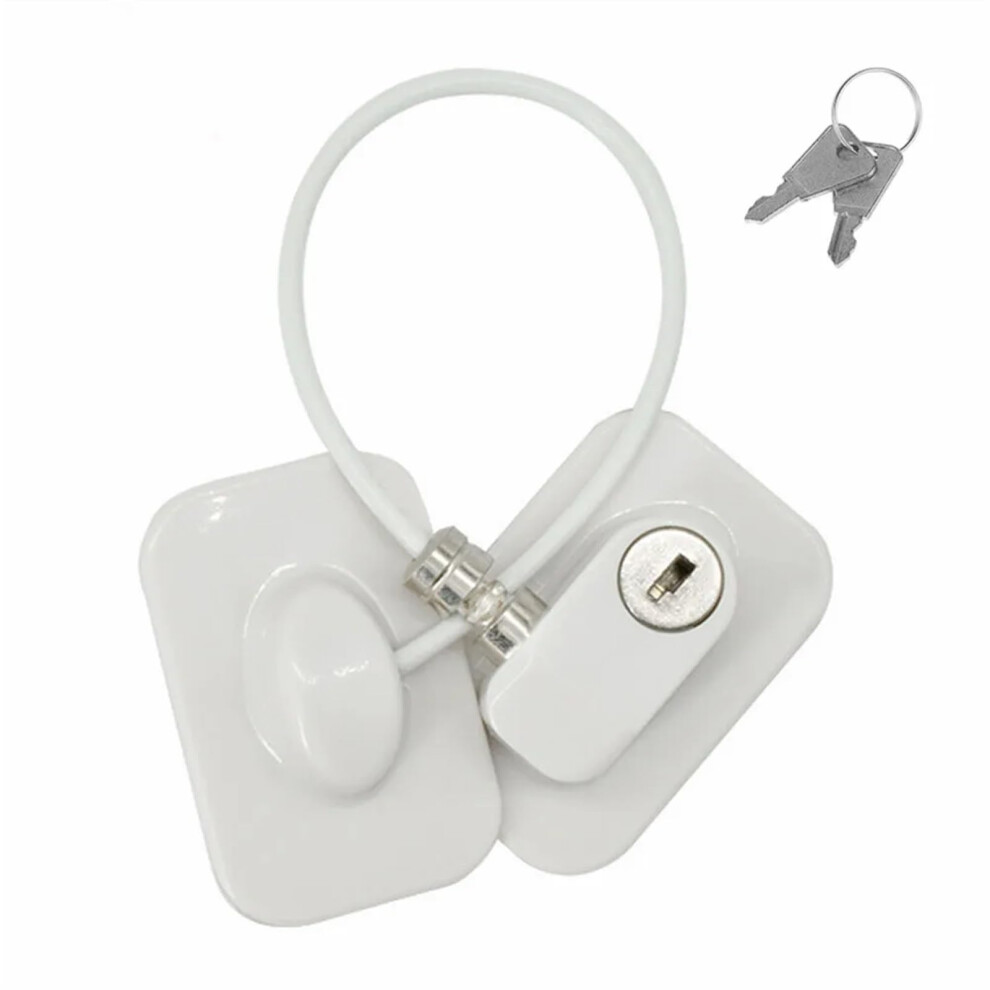 Window Restrictor Lock For Child Safety, Nodrill Key Cabinet Latch And Sliding Door Limiter 1Pcs White
