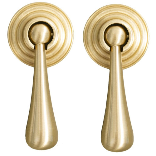 Brass Cabinet Knobs with Gold Antique Finish, Solid Brass Tear Drop Drawer Pulls for Kitchen Dresser (2pcs)