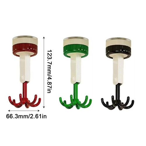 Under Cabinet Rotatable Hook 360 Foldable SelfAdhesive Utensil Holder SpaceSaving Organizer Red 1
