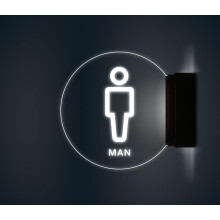 LED Restroom Sign with Warm Light, Modern Acrylic Bathroom Door Sign for Office, Hotel, Mall