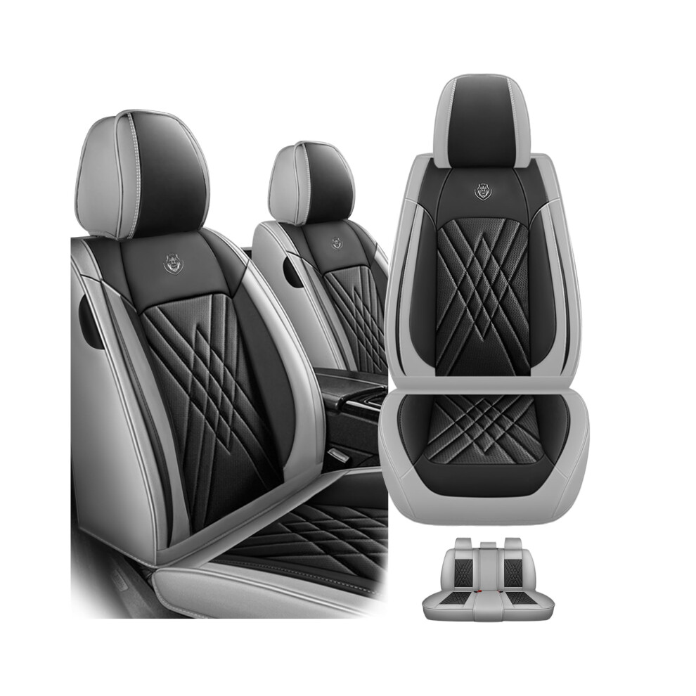 Nappa Leather Car Seat Covers For Toyota Corolla Cross 2022Â2024, Full Wrapped Set Black/Gray 9330225185154
