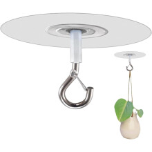 Adhesive Ceiling Hooks with Safety Clasp for Plants, No Drill Stick On Wall Hooks for Home and Bathroom Decor