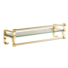 Modern Stainless Steel Bathroom Wall Shelf 50cm Brass Finish Space Saving Corrosion Resistant Design