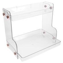 Double Tier Bathroom Countertop Organizer, Clear Removable Storage Shelf for Makeup and Spice