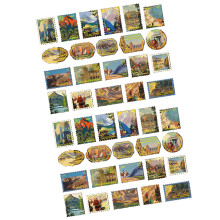 40 Pcs Postage Stamp Stickers - Vintage Paper DIY