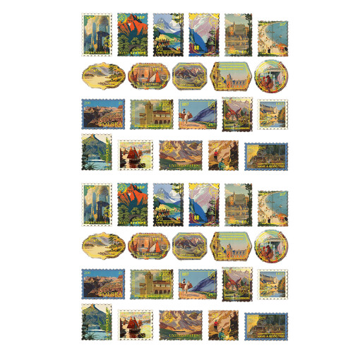 40 Pcs Postage Stamp Stickers - Vintage Paper DIY 1