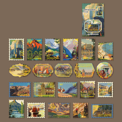 40 Pcs Postage Stamp Stickers - Vintage Paper DIY 2