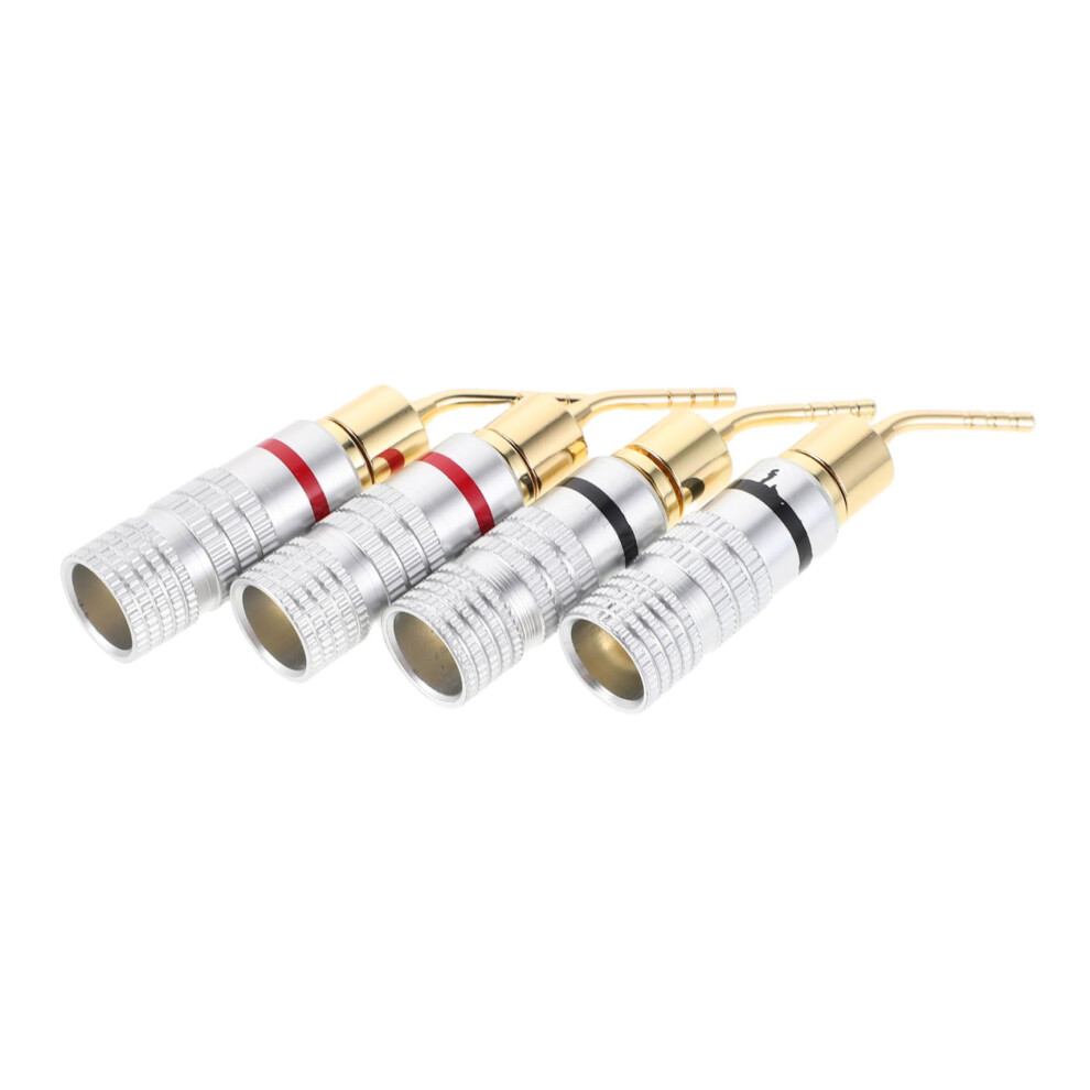 4Pcs Gold Plated Screw Type Banana Plugs For Speakers, Color Coded Wire Connectors For Home Stereo 9330225185581