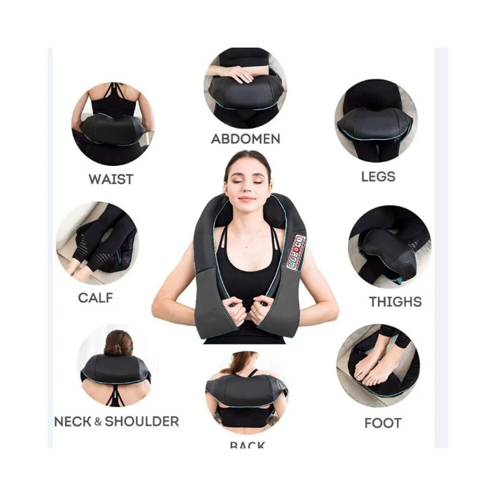 Electric 8-Heads Heated Neck & Shoulder Shawl Back Pounding Massager
