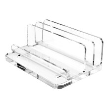 Vertical Acrylic Laptop Stand with Phone Holder, SpaceSaving Dock for Home Office